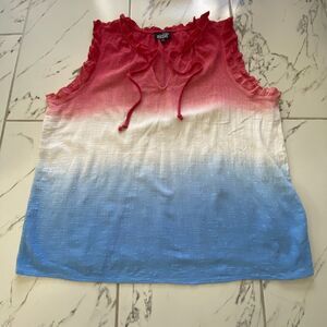 Feeling Festive Top Women XXL Red White Blue Ombre Sleeveless Blouse